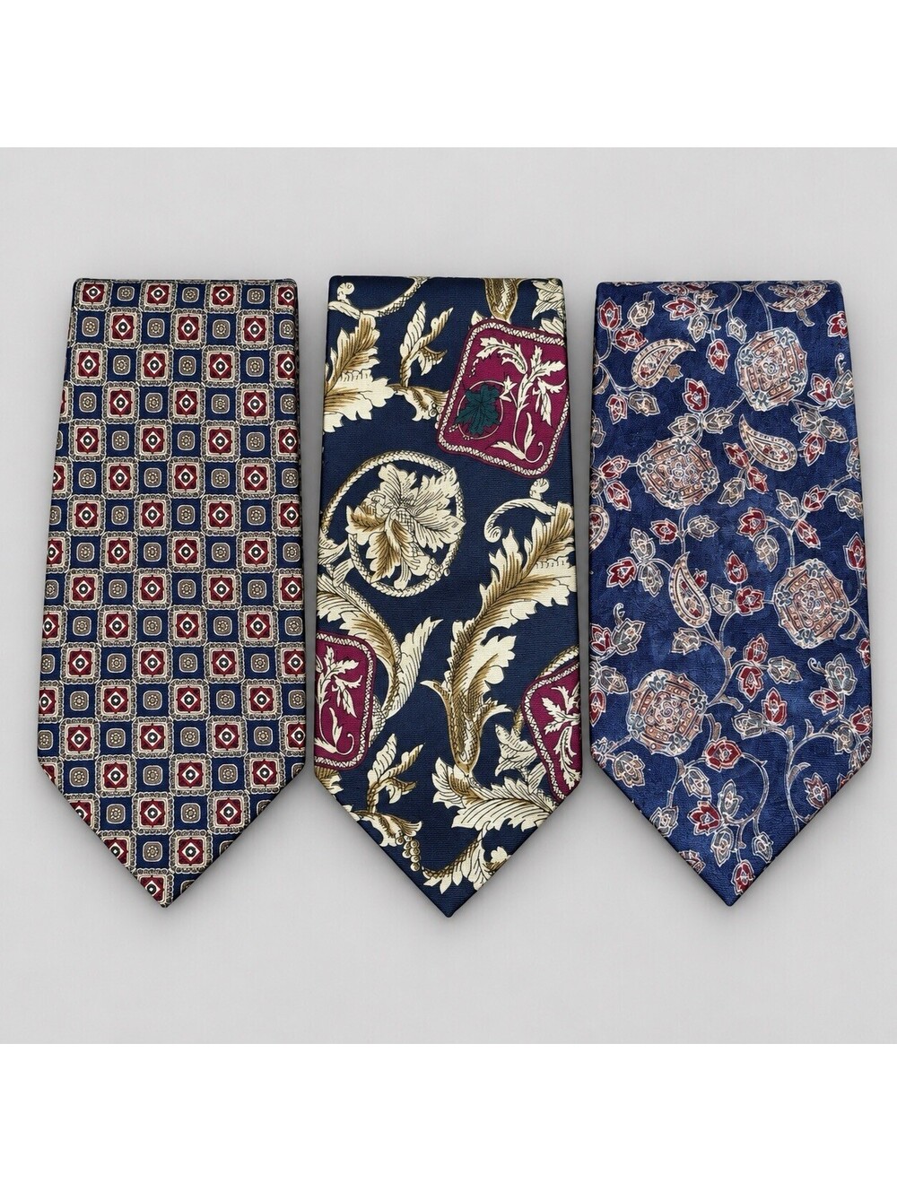 Oscar de la Renta Men’s Tie Lot 3 Vintage Designer Couture Paisley Geometric